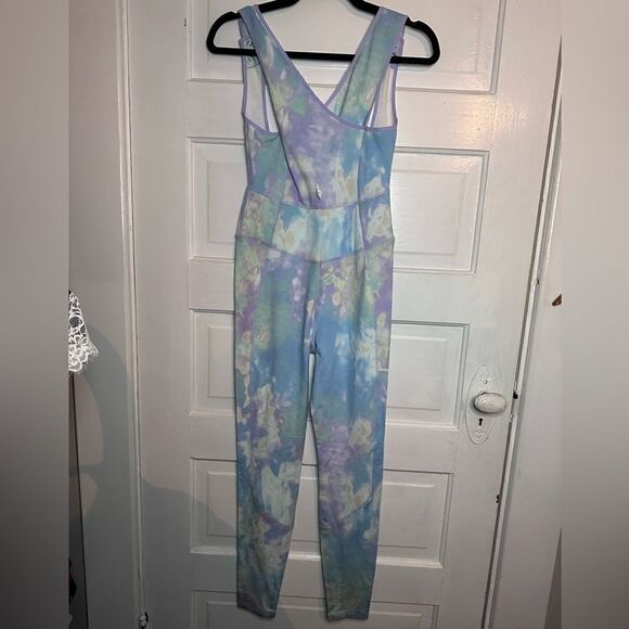 Free People || Back Crossover Pastel Tie Dye Onesie Jumpsuit Size Small - Picture 7 of 9